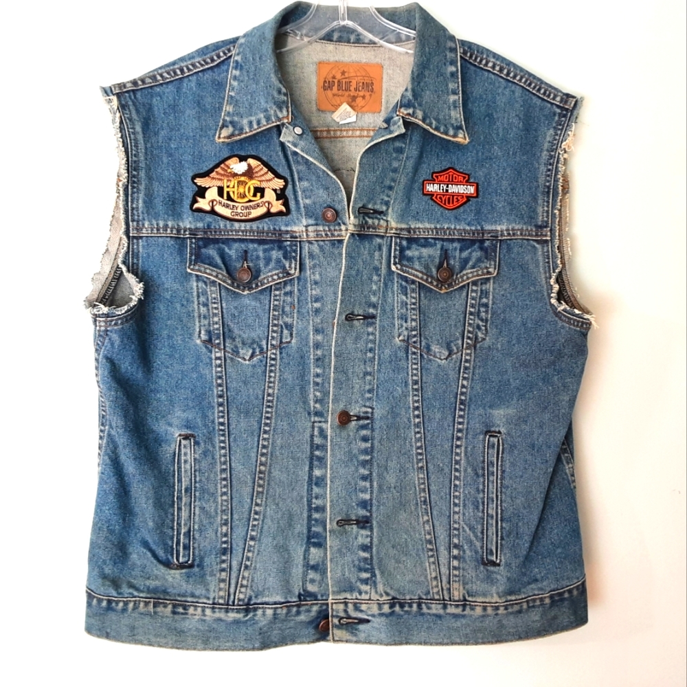 Denim Vest with collectable Harley Davison patches
